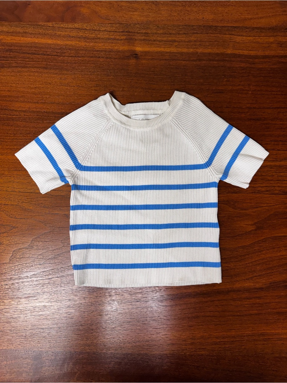 Zara girls short sleeve striped sweater tee